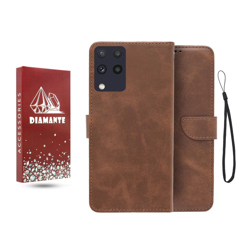 کیف کلاسوری دیامانته مدل جاکارتی بنددار مناسب برای گوشی موبایل سامسونگ Galaxy M32 4G به همراه بند آویز