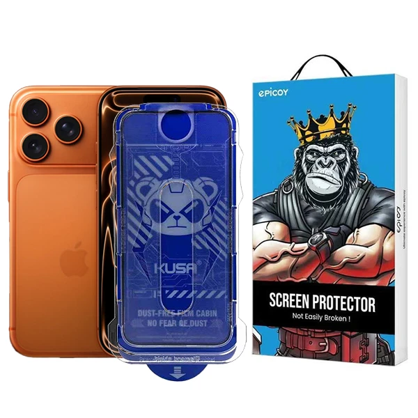 محافظ صفحه نمایش  اپیکوی مدل Kusa Easy install Kit مناسب برای گوشی موبایل اپل iPhone 17 Pro/ 17 / 16 Pro به همراه کیت نصب 
