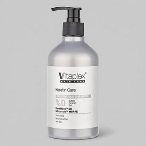 شامپو مو ویتاپلکس مدل KC01 مناسب موهای کراتین شده، نرم‌کننده، لطافت‌بخش، تقویت‌کننده، ترمیم‌کننده، ضد وز، براق‌کننده، حجم 500 میلی‌لیتر