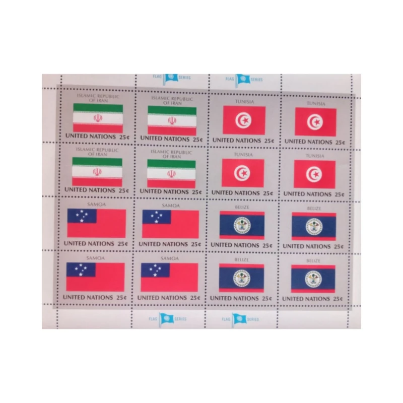 تمبر یادگاری مدل سازمان ملل پرچم مجموعه 16 عددی 