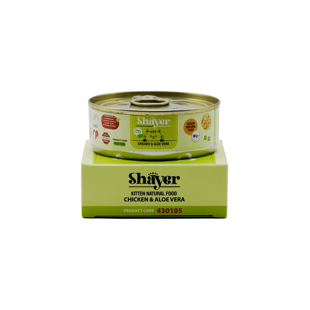 کنسرو غذای گربه شایر مدل Chicken&AloeVera وزن 90 گرم بسته 24 عددی