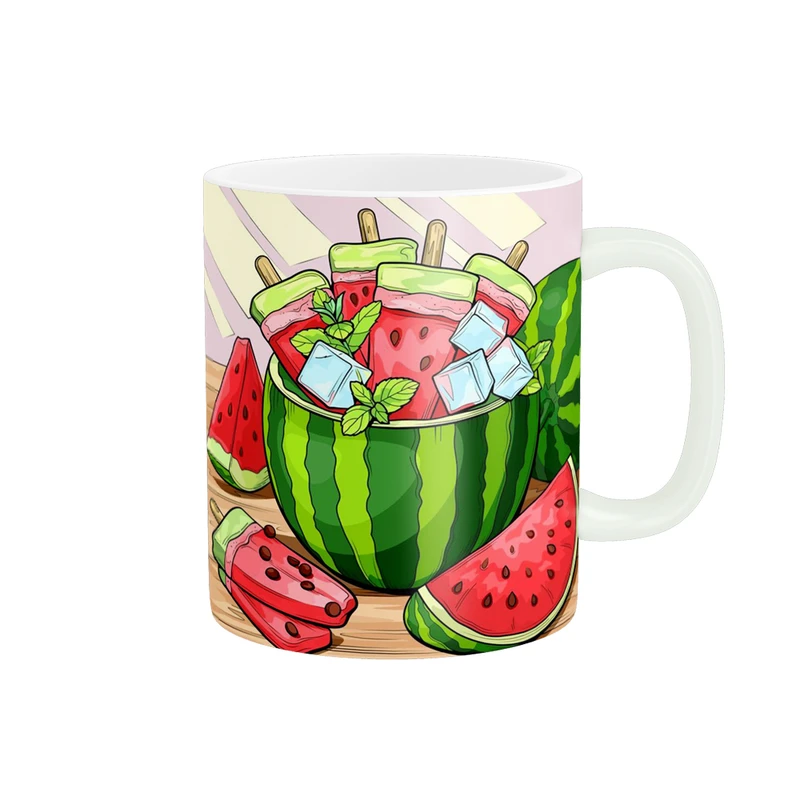 ماگ پادآفرین مدل یلدایی شب یلدا شب چله طرح انار و هندوانه کد p2608