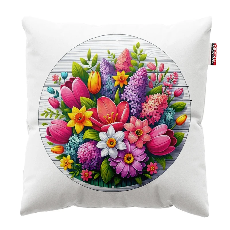 کوسن پاد آفرین طرح گل کد 2944 سایز 40*40 سانتی متر