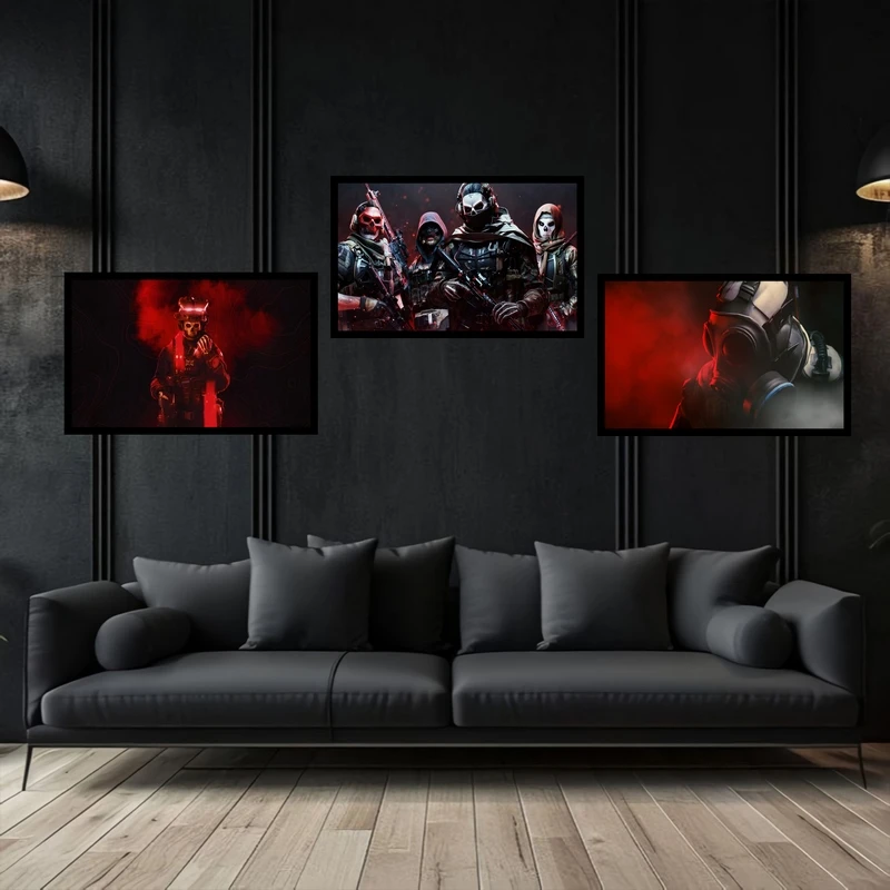 تابلو بکلیت طرح گیمینگ و گیم نت بازی اکشن کالاف مدل B-bu3763 مجموعه 3 عددی