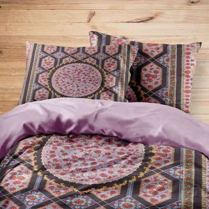 سرویس روتختی مدوپد طرح فرش قم حصیری گل رزی مدل C-Ghom059 یک نفره 4 تکه