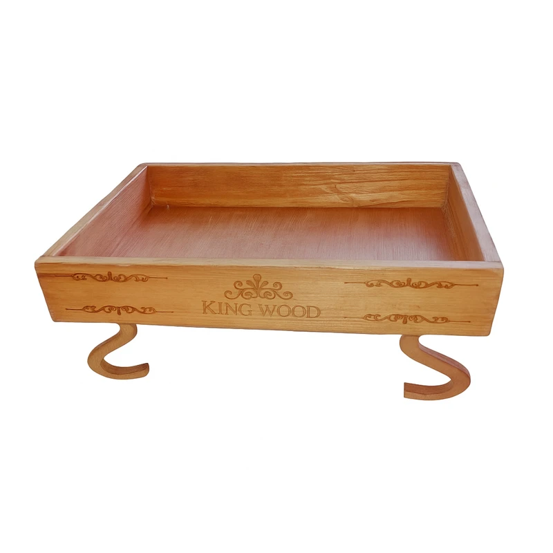 سینی بدون دسته مدل پایه دار طرح کینگ وود سایز ۳۵×۲۵ سانتی‌متر