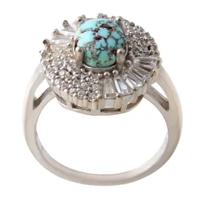 انگشتر نقره زنانه مدل سنگ فیروزه نیشابور کد AWR_794