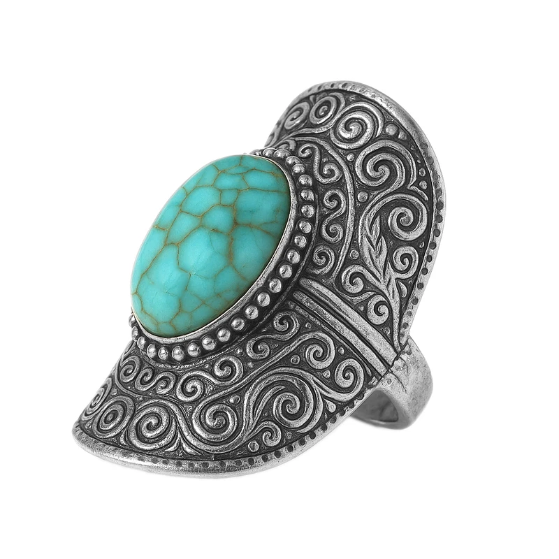 انگشتر زنانه مدل سنتی طرح فیروزه سیاه قلم