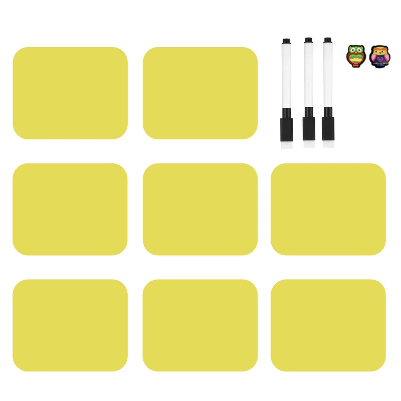 تخته وایت برد هوم اند فریج مدل 13 سایز 8x10 سانتی متر به همراه مگنت یخچالی و ماژیک وایت برد مجموعه 13 عددی