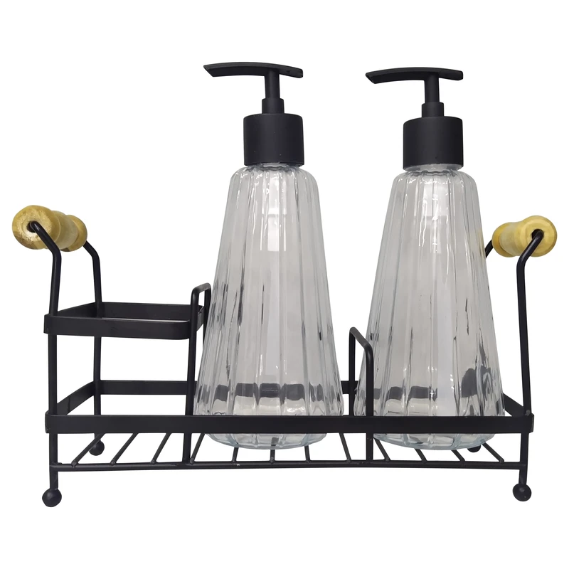 مخزن مایع ظرفشویی مدل pine کد pump 2 مجموعه دو عددی به همراه استند فلزی