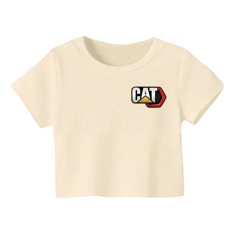 کراپ‌ تی‌شرت آستین کوتاه زنانه مدل لوگو کد 07