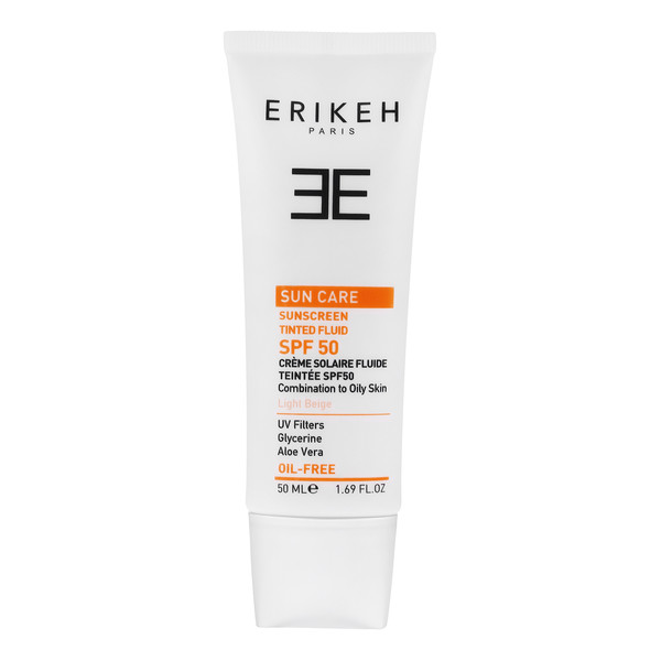 فلوئید ضد آفتاب رنگی صورت اریکه spf50 مدل Oil Free مناسب برای پوست چرب حجم 50 میلی لیتر