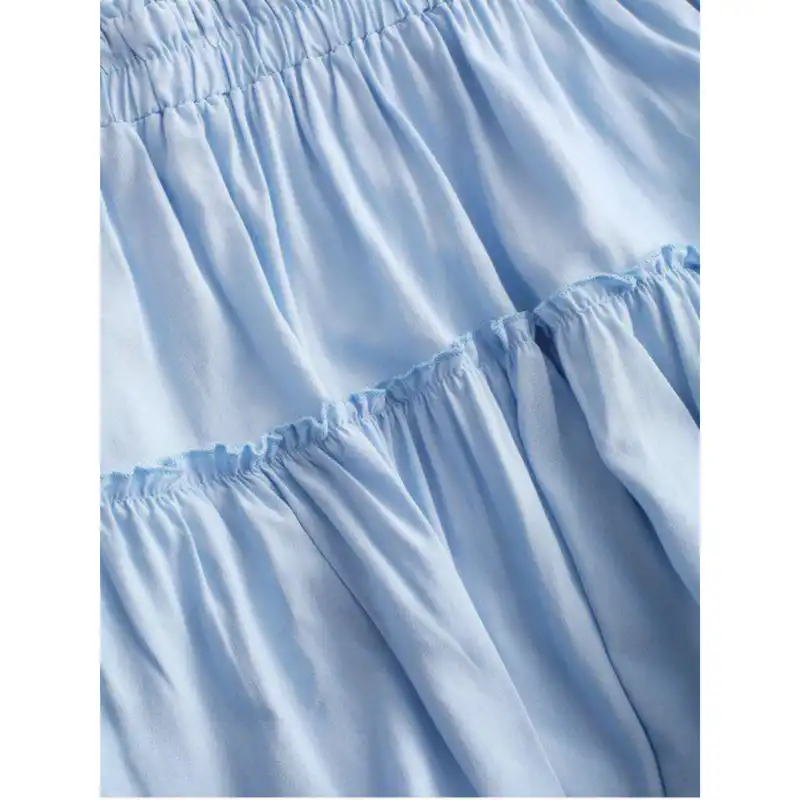 ست نیم تنه و دامن زنانه مدل تابستانی رنگ آبی آسمانی