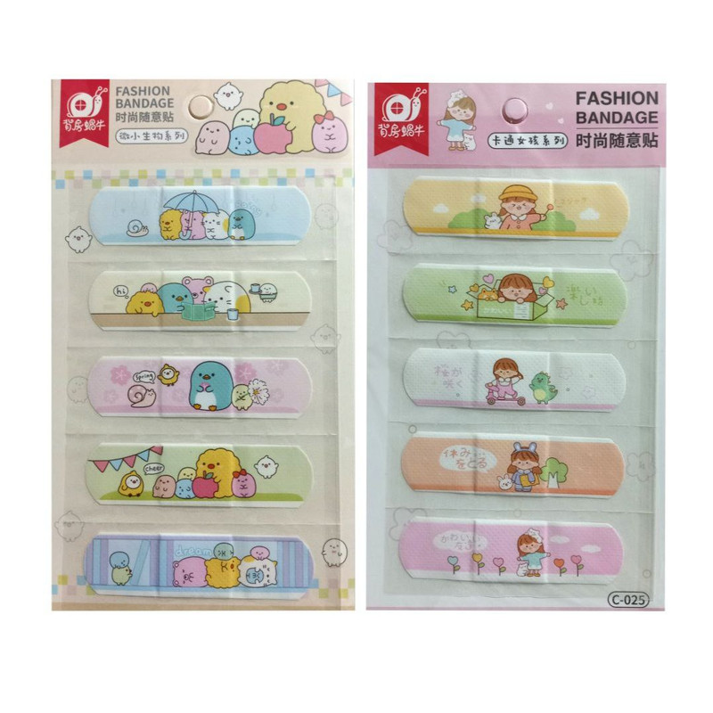 چسب زخم مدل فانتزی طرح دختر بازیگوش و پنگوئن مجموعه 10 عددی