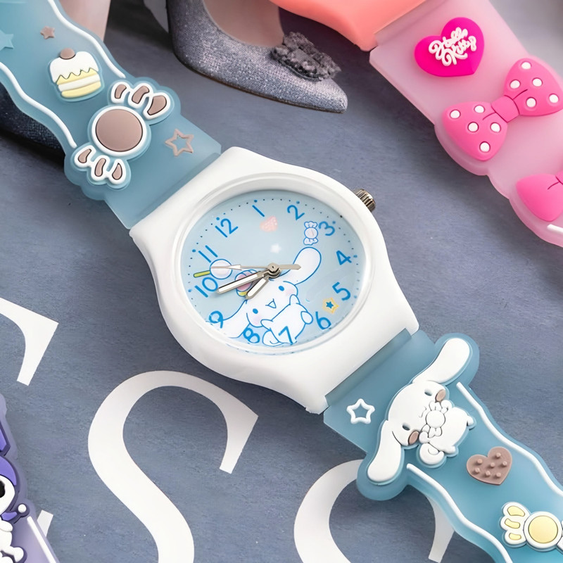 ساعت مچی عقربه ای بچگانه مدل بند سیلیکونی ضد حساسیت طرح اَبْرَک