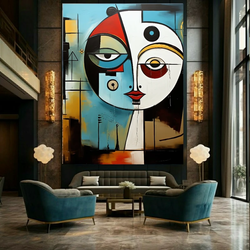 پوستر دیواری طرح کوبیسم چهره انتزاعی کد AR304271