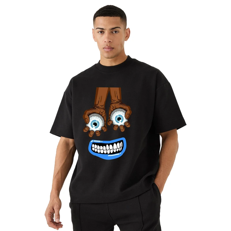 تی‌شرت آستین کوتاه مردانه مدل باکسی چشم در دست