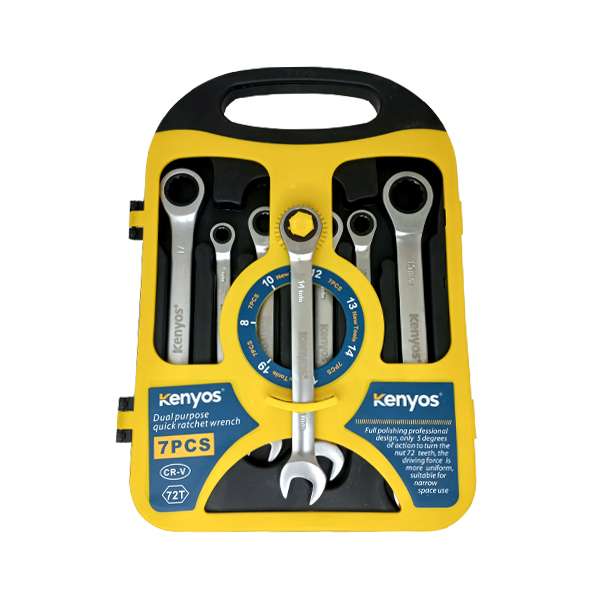 آچار یکسر تخت یکسر جغجغه ای کنیوس مدل 72T مجموعه 7 عددی آچار یکسر تخت یکسر جغجغه ای کنیوس مدل 72T مجموعه 7 عددی