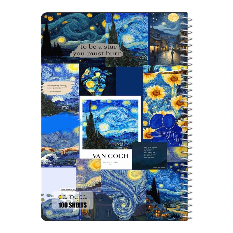 دفتر مشق 100 برگ سیمی کارنیکا طرح شب پرستاره فانتزی ون گوگ Fantasy Starry Night Van Gogh کد 16802