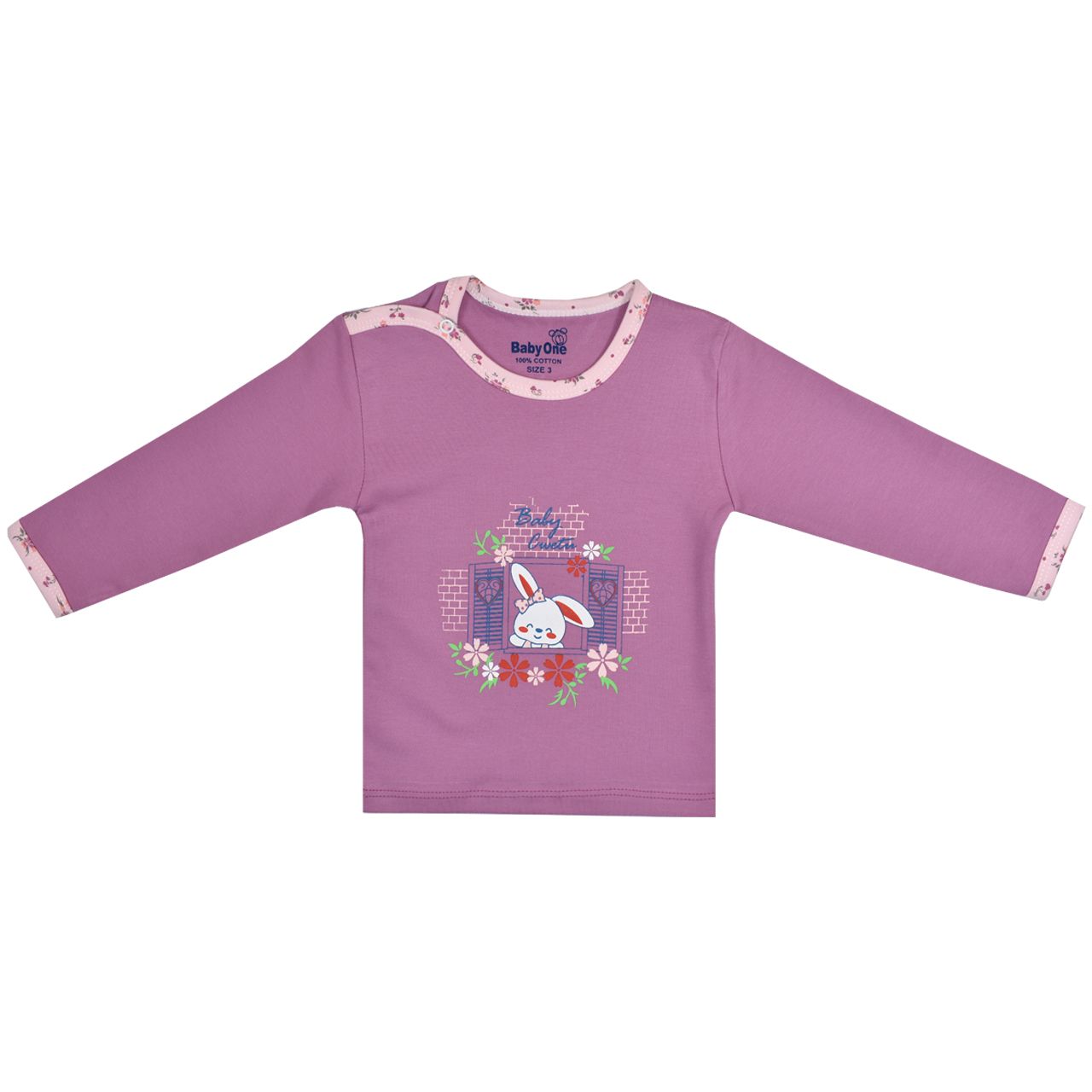 تی شرت آستین بلند نوزادی دخترانه بی بی وان مدل خرگوش کد ۱ -  - 1