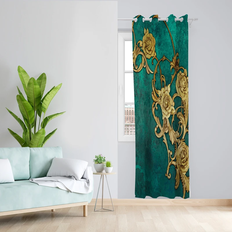 پرده طرح گل مدل مخمل پانچی کد 2661 z سایز 140x200 سانتی متر