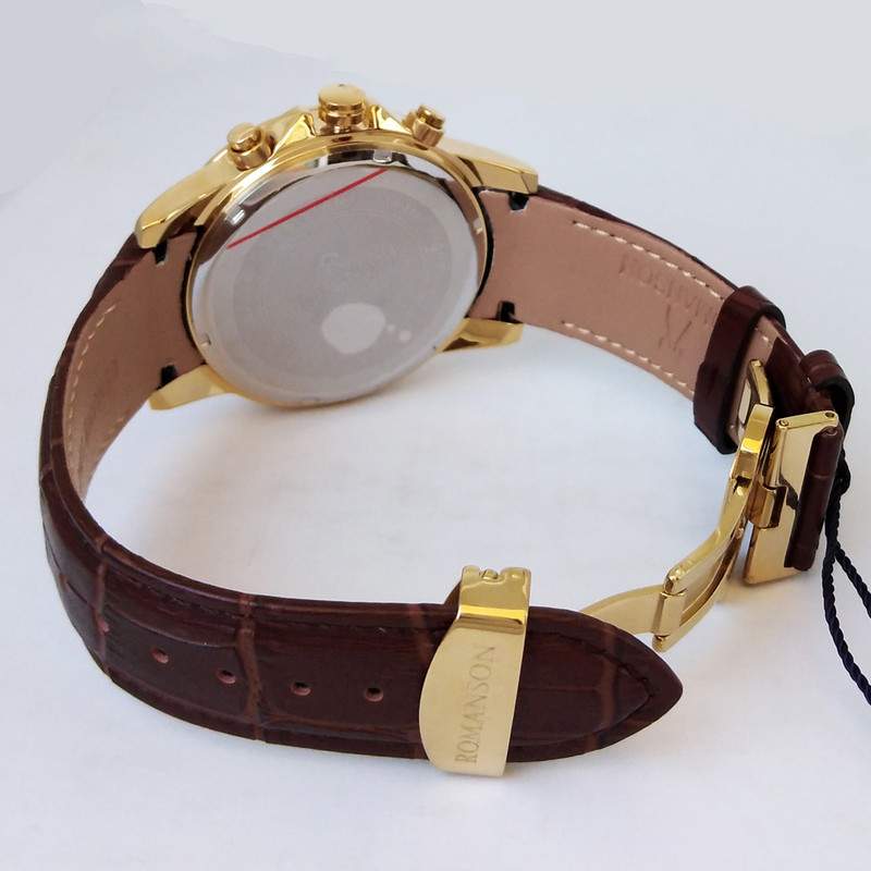 ساعت مچی عقربه‌ای مردانه رومانسون مدل بندچرمی کرنوگراف سه موتوره فعال پلاس کد 213