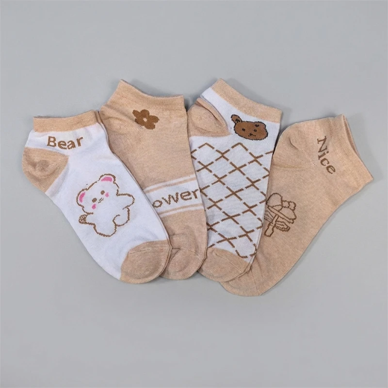 جوراب مچی زنانه معین ساکس مدل Bear Nice بسته 4 عددی