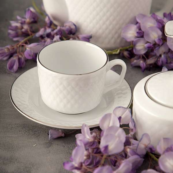 ست فنجان و نعلبکی 12 پارچه 6 نفره چینی زرین ایران مدل چای خوری رادیانس 8 سمن درجه عالی