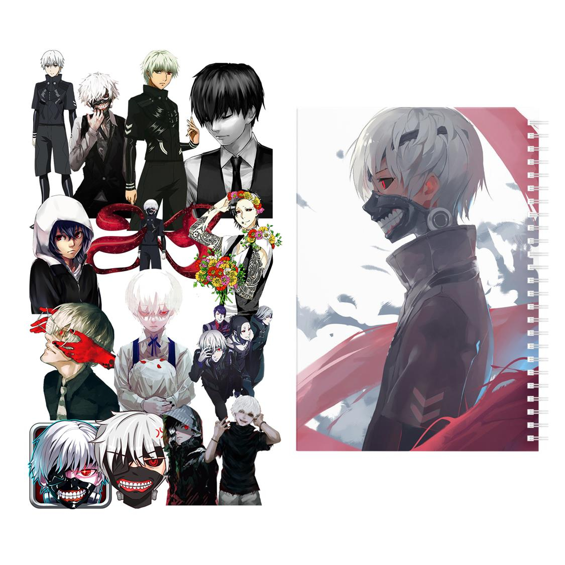 دفتر مشق باژیکان طرح انیمه توکیو غول Tokyo Ghoul کد 20211490 به همراه استیکر لپ تاپ مجموعه 14 عددی