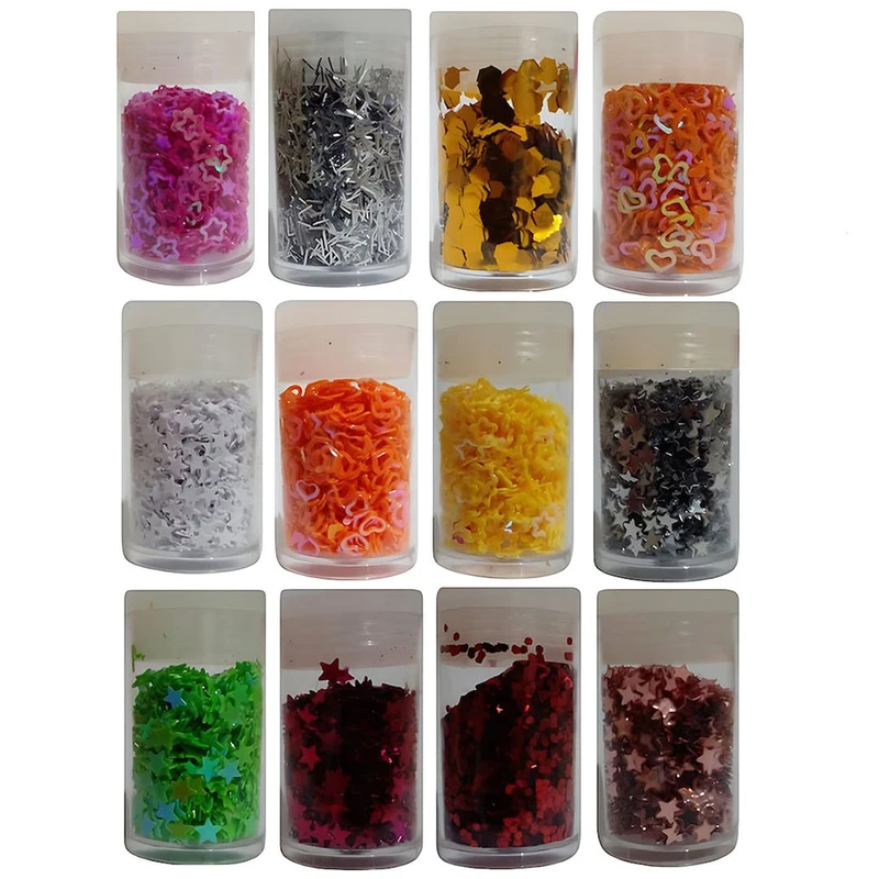 پولک طرح قلب ستاره دایره مدل 20 مجموعه 12 عددی