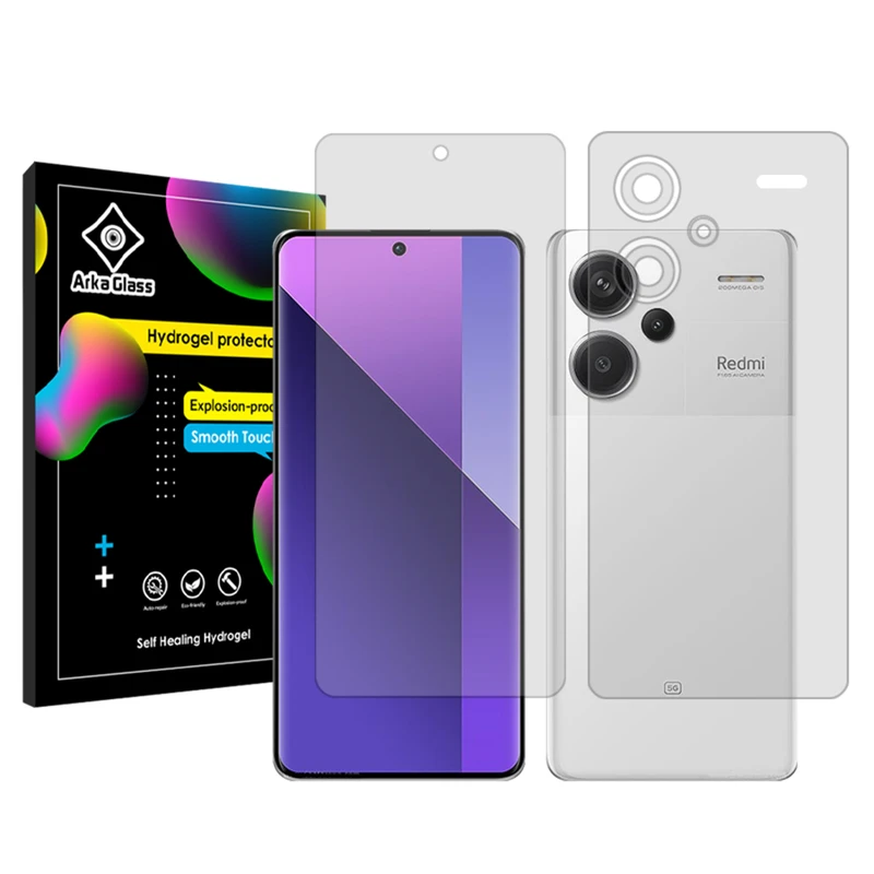 محافظ صفحه نمایش شفاف آرکا گلس مدل Tough مناسب برای گوشی موبایل شیائومی Redmi Note 13 Pro Plus به همراه محافظ پشت گوشی