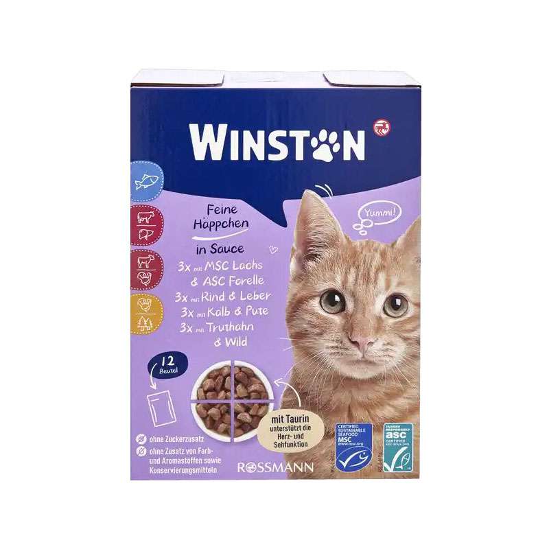 غذای پوچ گربه وینستون مدل مولتی پک وزن 1200 گرم