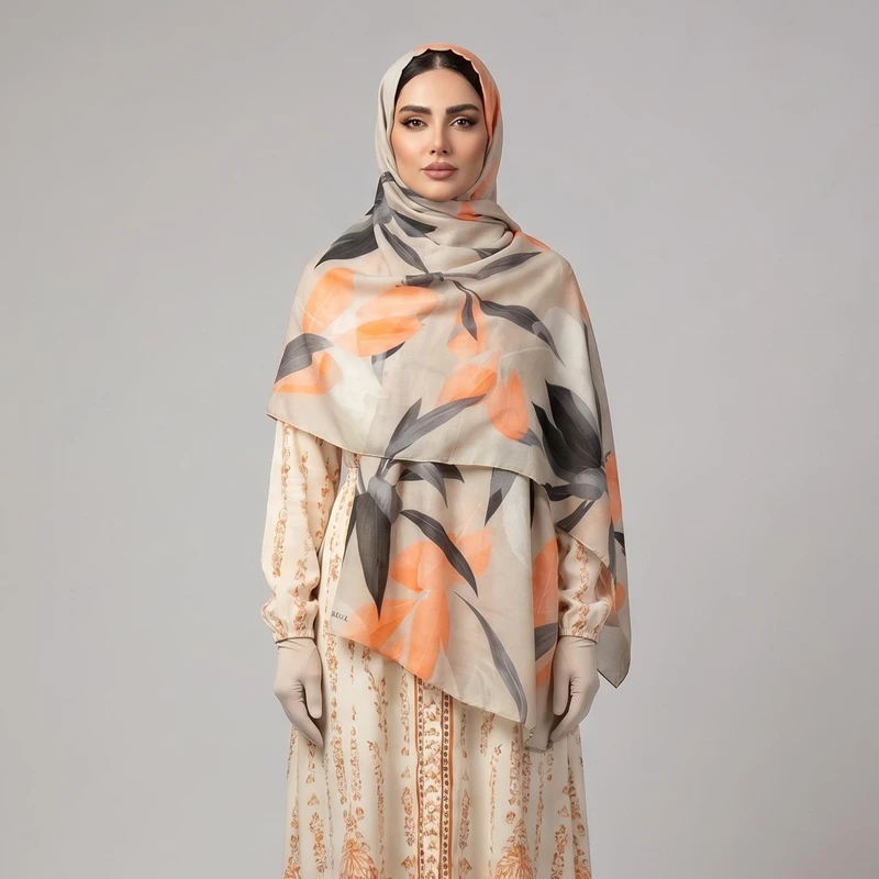 شال زنانه مدل نخی طرح برگ پاییز کد ana-1829
