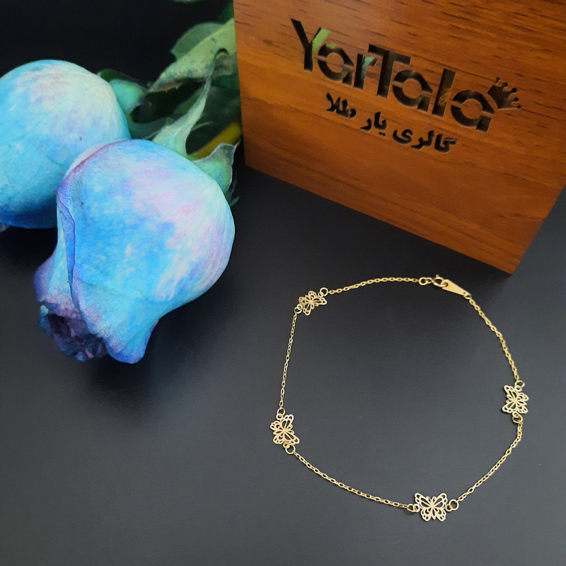 پابند طلا 18 عیار زنانه گالری یارطلا مدل پروانه کد PA03