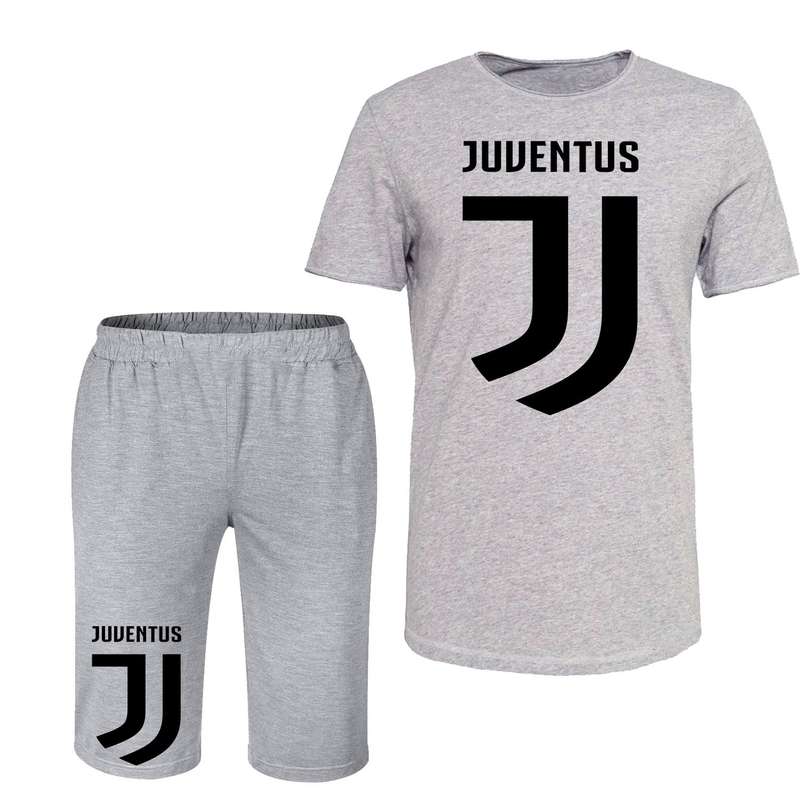 ست تی شرت و شلوارک مردانه مدل یوونتوس کد 63 رنگ طوسی