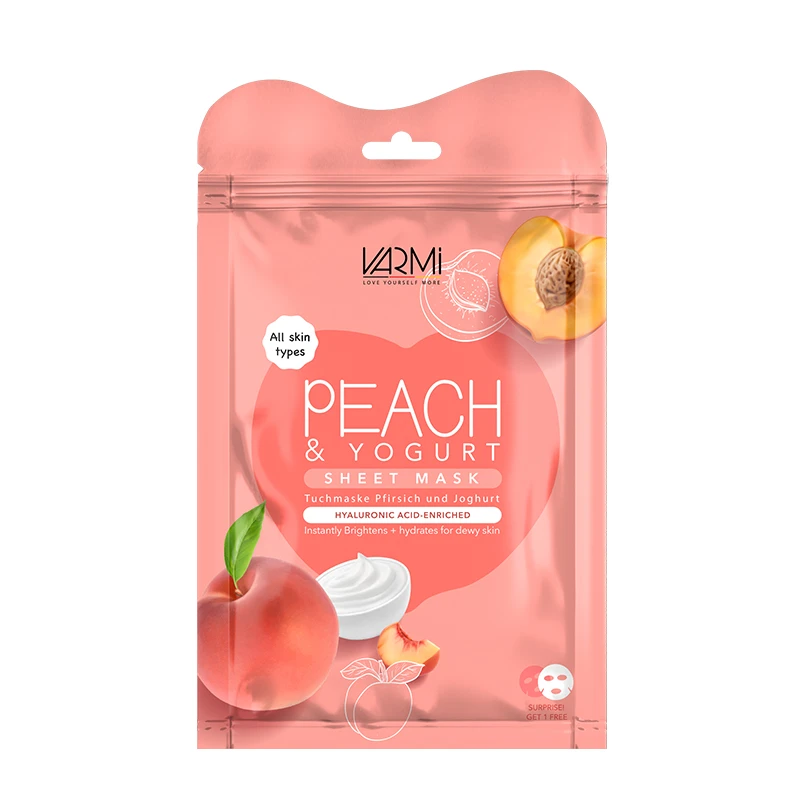 ماسک آبرسان صورت وارمی مدل هلو و ماست مناسب انوع پوست حجم 45 میلی لیتر بسته 2 عددی