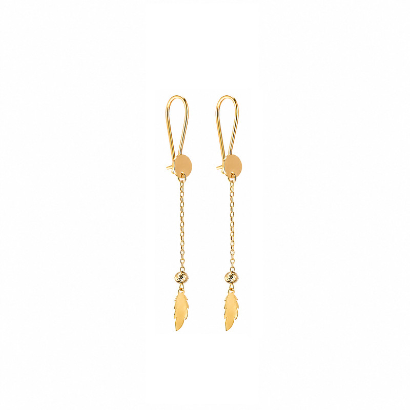 گوشواره بخیه‌ای طلا 18 عیار زنانه مان گالری مدل آویز پر  کد EA01-0027500
