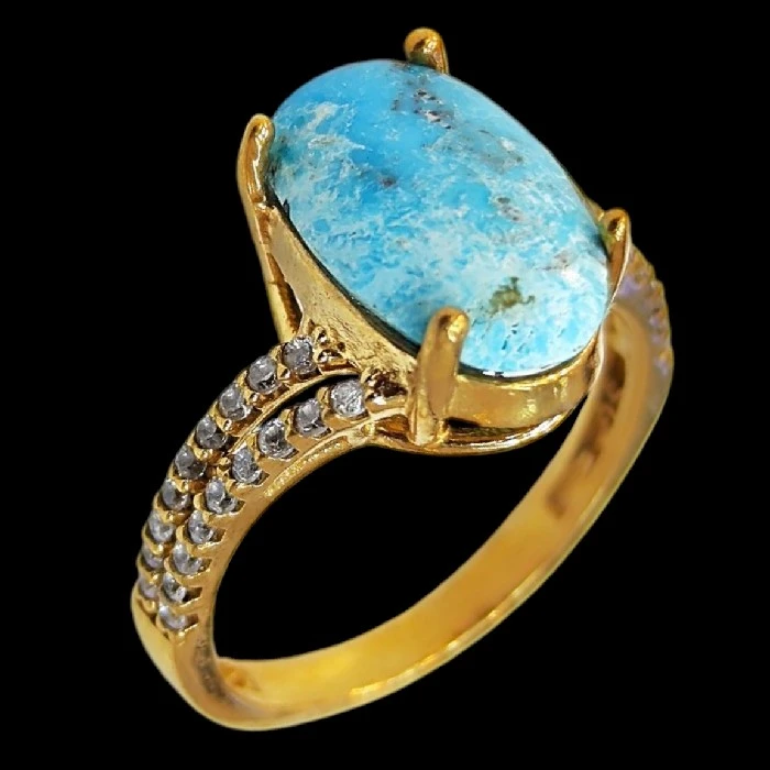 انگشتر زنانه مدل سنگ فیروزه نیشابور کد ۴۵۹۹۰