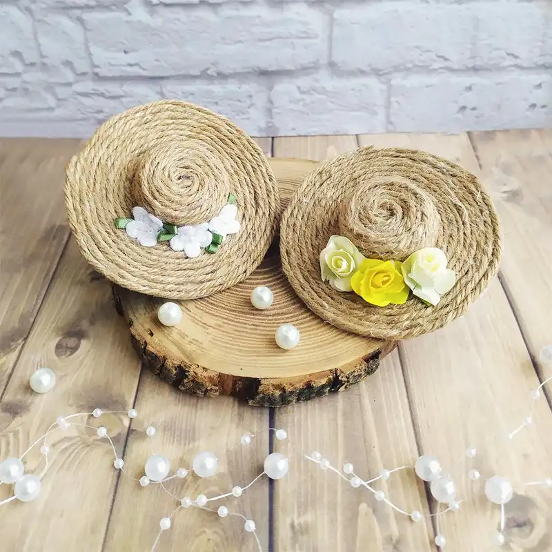 گیره مو زنانه مدل کاپ کلاه حصیری گلدار