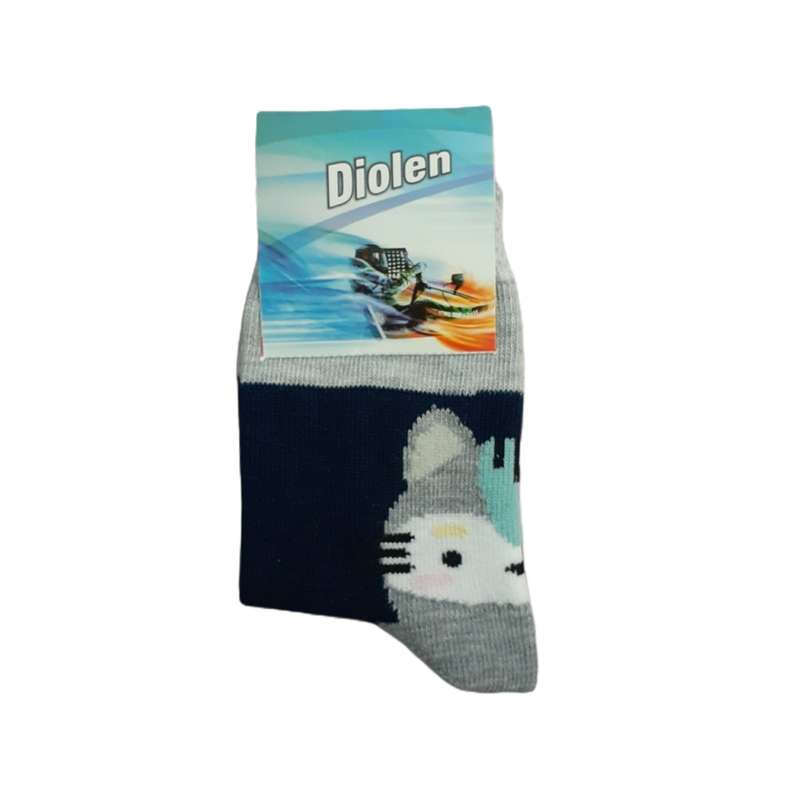 جوراب بچگانه مدل پنبه گربه طرح برجسته dielon 504