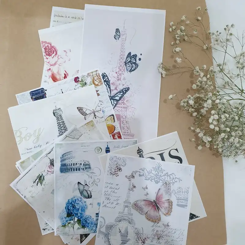 کاغذ رنگی مدل اسکرپ بوک طرح ژورنال پاریس مجموعه 13 عددی