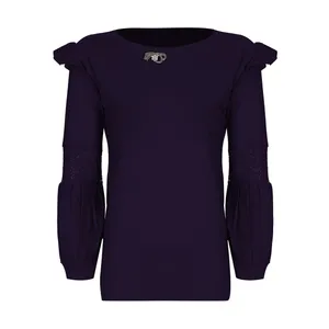 بلوز زنانه مدل  آستین چین کد 522 رنگ بادمجانی