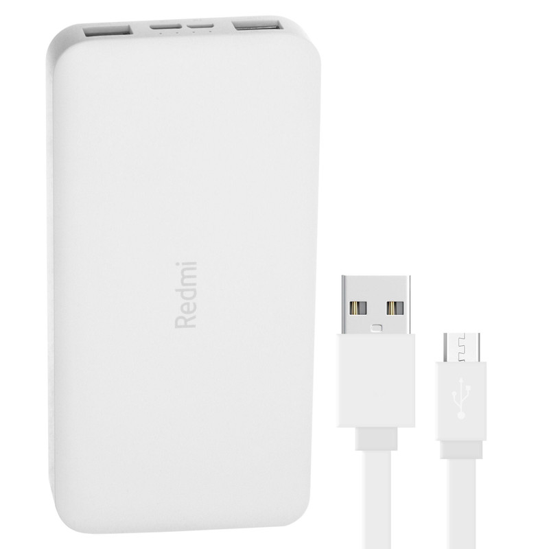 پاوربانک 10 وات شیائومی مدل Redmi ظرفیت 10000 میلی آمپر ساعت به همراه کابل تبدیل microUSB