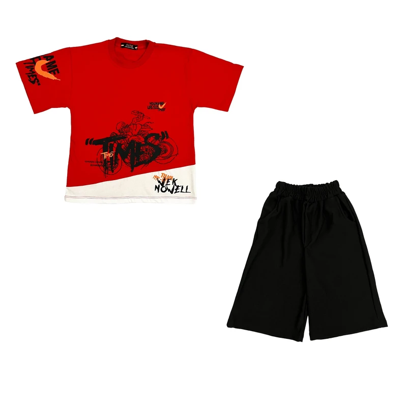 ست تی شرت و شلوارک پسرانه مدل TIMES