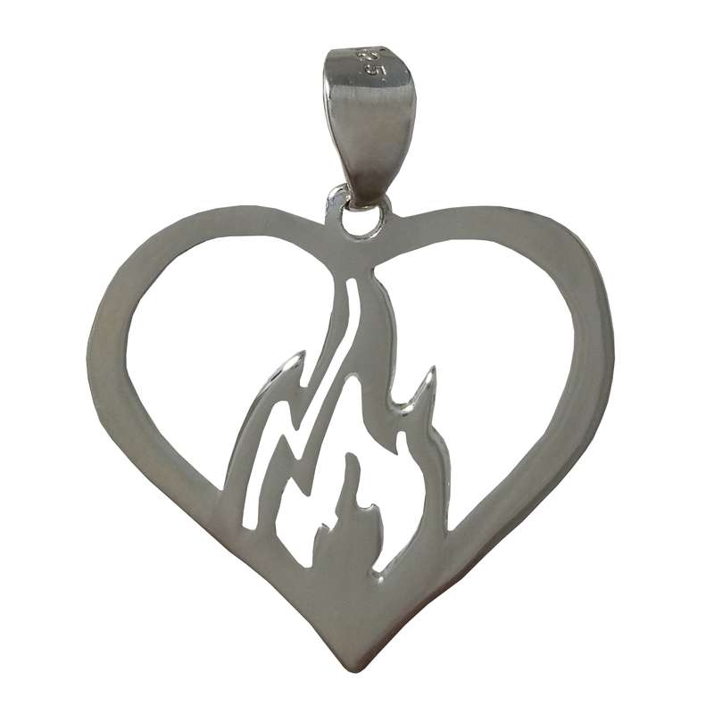 آویز گردنبند نقره طرح قلب آتشی آویز گردنبند نقره طرح قلب آتشی
