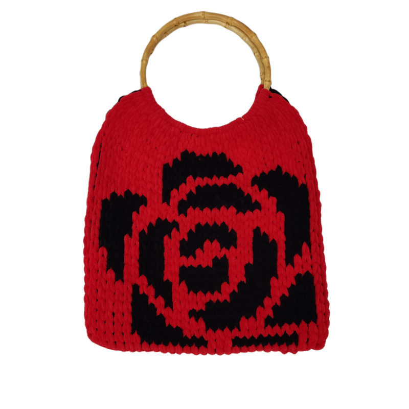 کیف دستی زنانه مدل دوروی مخمل طرح گل رز