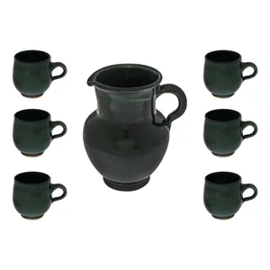 ست 7 تکه پارچ و لیوان سفالی مدل یاقوت