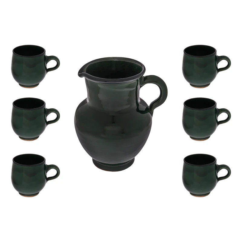 ست 7 تکه پارچ و لیوان سفالی مدل سنتی