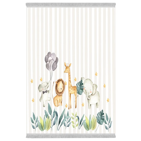 فرش پارچه‌ای دفه مدل فرشینه شانل مخمل ترک طرح فانتزی کد 91424