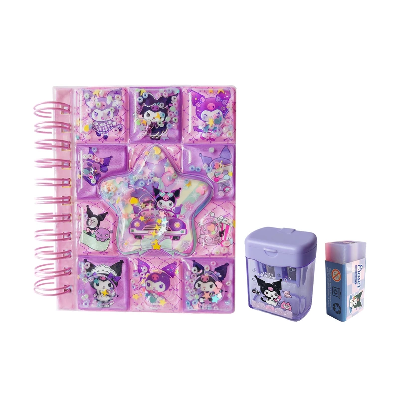 دفترچه یادداشت و دفترچه 30 برگ مدل آکواریومی طرح کرومی به همراه تراش و پاک کن